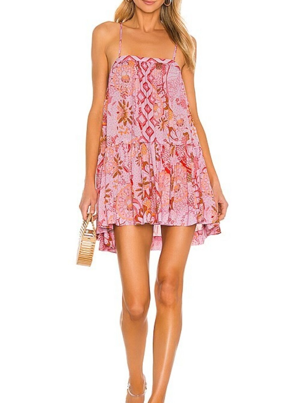 Free People Intimately Get A Clue Mini Dress Bohemian Wisteria Combo Size Small
